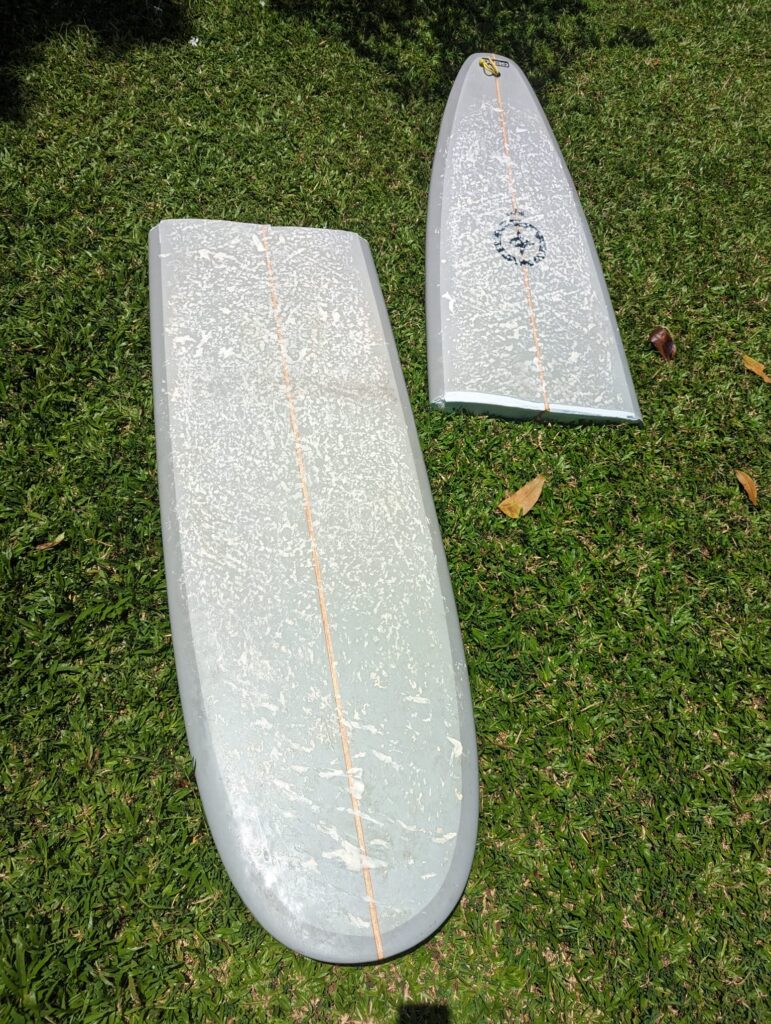 Damaged surfboard ready for repair - Surfboards shaping & repair services